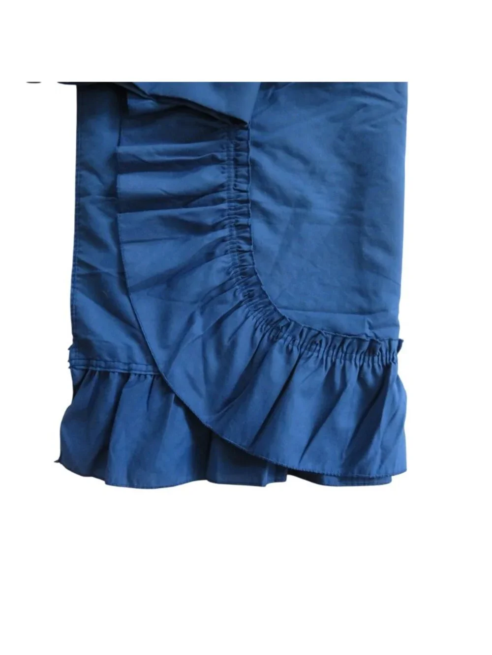 Vintage Navy Blue Curtain Panels Pair of 2 Ruffle Trim 62